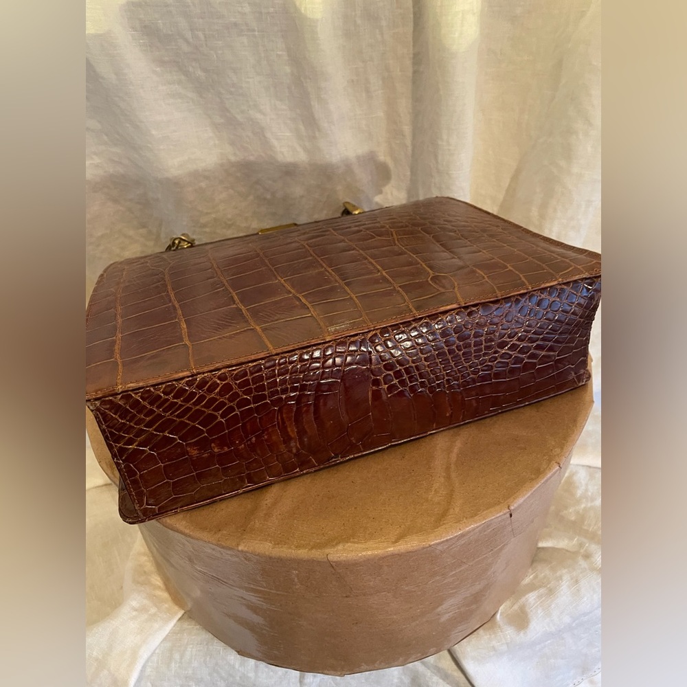 Authentic Crocodile Handbag, Updated Vintage Beauty With Chain Strap At 35”. View 4